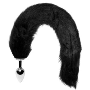 Tapón anal de metal con forma de cola de zorro, color negro, sexy, importado